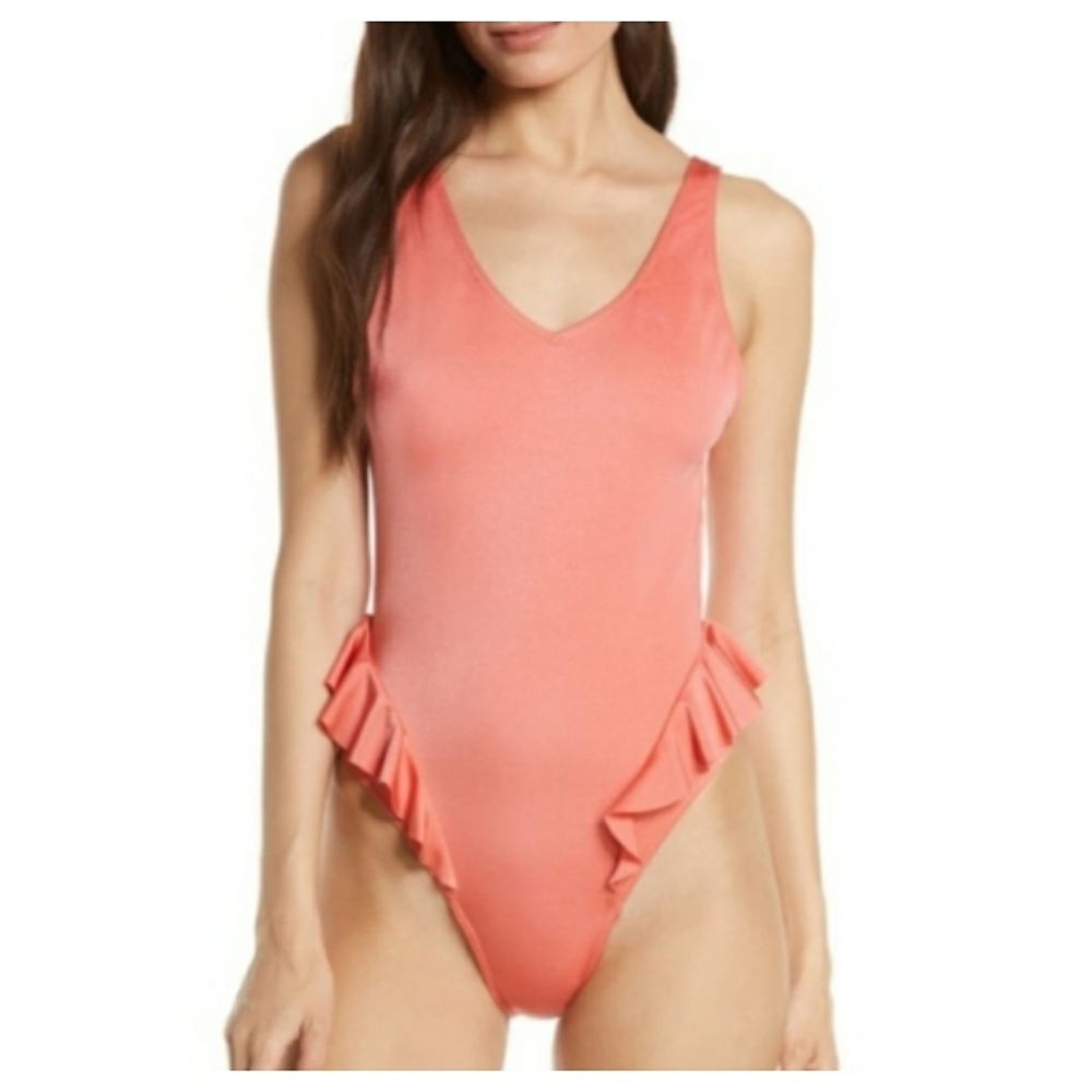 SOMETHING NAVY Frill One Piece Swimsuit 